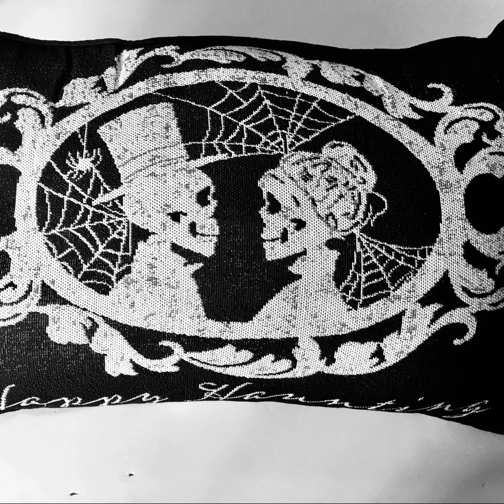 Halloween Victorian Skeleton Couple Throw Pillow
